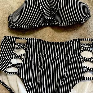 Striped halter top bikini size medium
